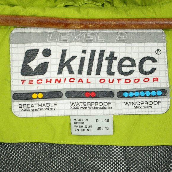 Killtec Rain Jacket Womens 10 Lime Green Hooded Full Zip Waterproof Ladies - Picture 11 of 13